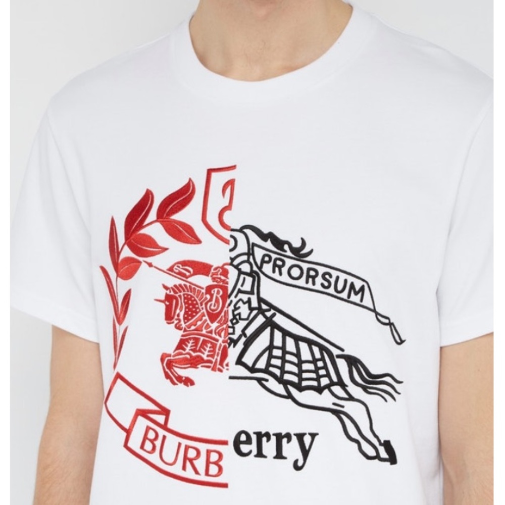Authentic Burberry Logo Embroidered T Shirt Sz L